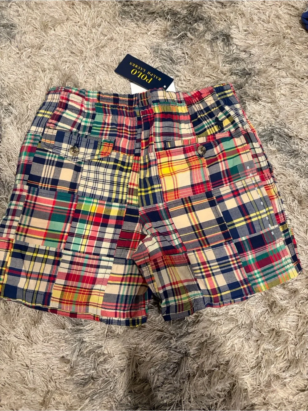 Ralph Lauren Multicolor Madras Patchwork Flat Front Shorts